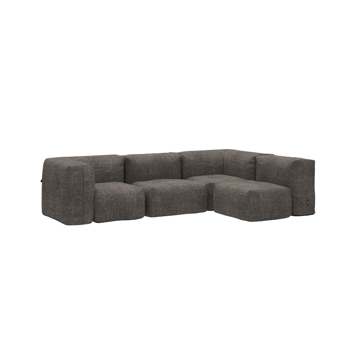 Udendørs hjørnesofa Soft Sofa Outdoor i sort Kirra Noir tekstil, blød og formstabil uden stel.