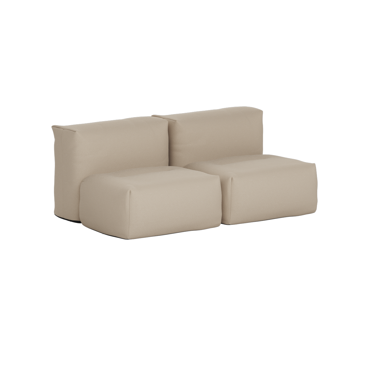 Beige blød udendørs sofa til to personer fra sackit med formstabile hynder og et enkelt dansk design til komfortabel afslapning under åben himmel