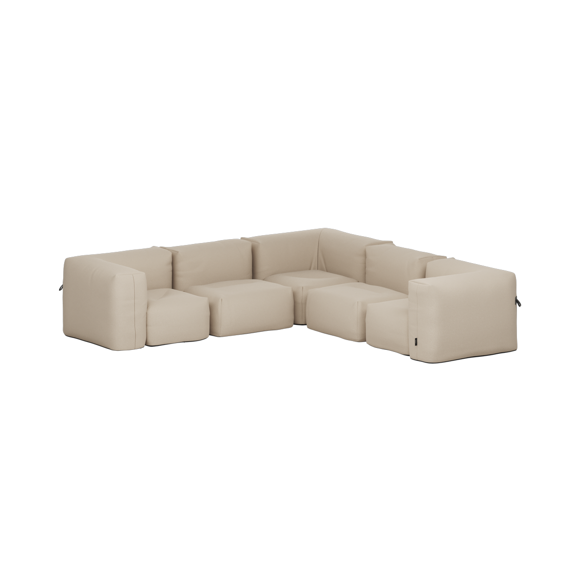 Beige modulopbygget udendørs hjørnesofa med bløde formstabile sæder uden synligt stel fra sackit dansk design til nordisk udeliv