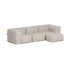 Beige blød udendørs sofa med tre siddepladser og matchende puf i et moderne modulært design til komfortabel afslapning under åben himmel