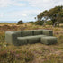 Udendørs 3-personers Soft Sofa Outdoor i Kirra Olive med tilhørende puf i samme farve.