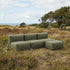 Udendørs Soft Sofa Outdoor 3-personers i Kirra Olive med åben konfiguration og puf på terrasse