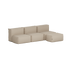Beige blød udendørs modulsofa med tre siddepladser og separat puf fra sackit i dansk design til afslapning under åben himmel
