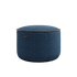Medley Pouf i blå denim stof med rund form og blødt fyld, multifunktionel puf.