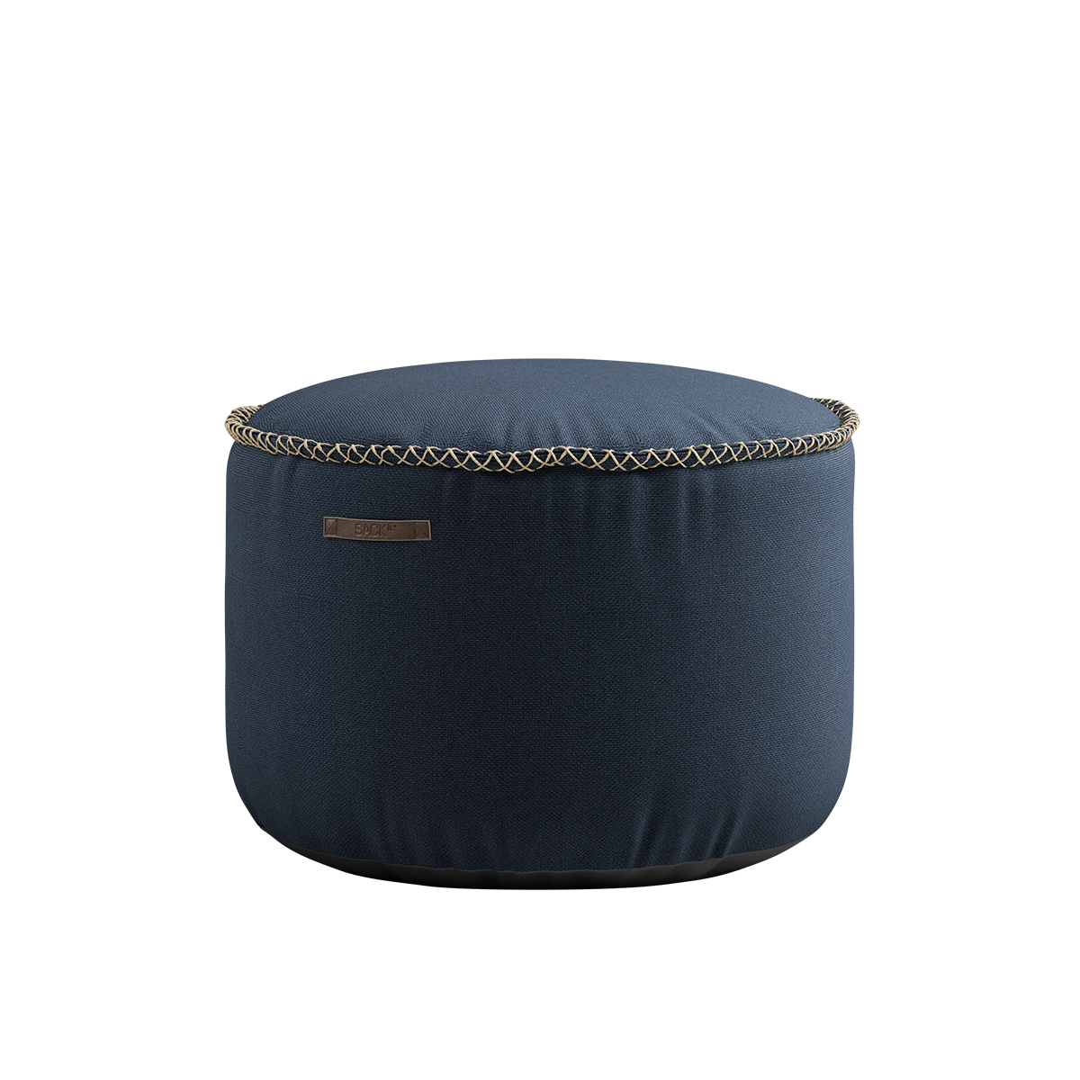 Cura Pouf i mørkeblåt Cura stof med rund form og blødt, genanvendeligt materiale.