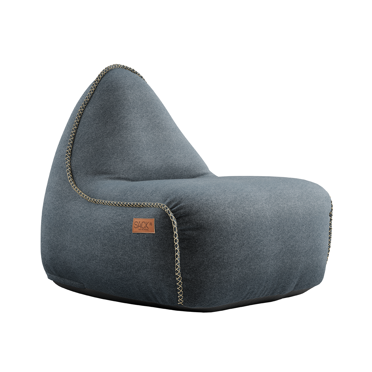 Canvas Lounge Chair i petrolfarvet canvasstof med ryglæn og formstabilt design til indendørs brug.