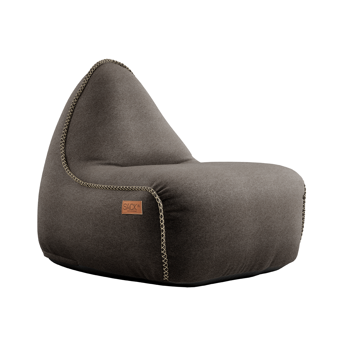 Brun Canvas Lounge Chair sækkestol med ryglæn i slidstærkt canvasstof til indendørs brug.