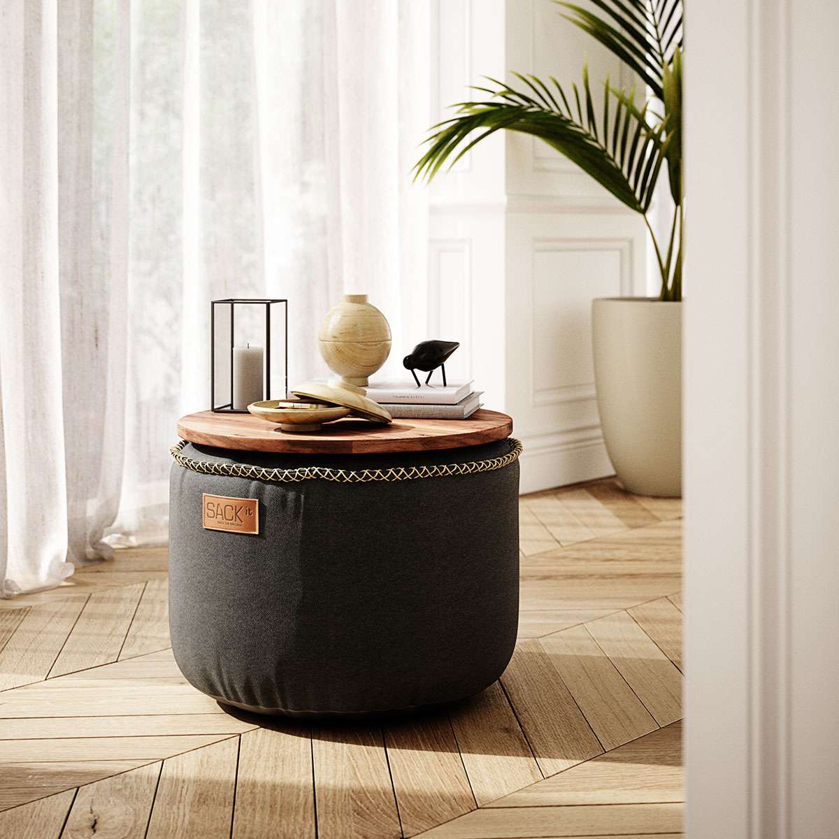 Canvas Pouf | Canvas Pouf - Canvas Black | SACKit