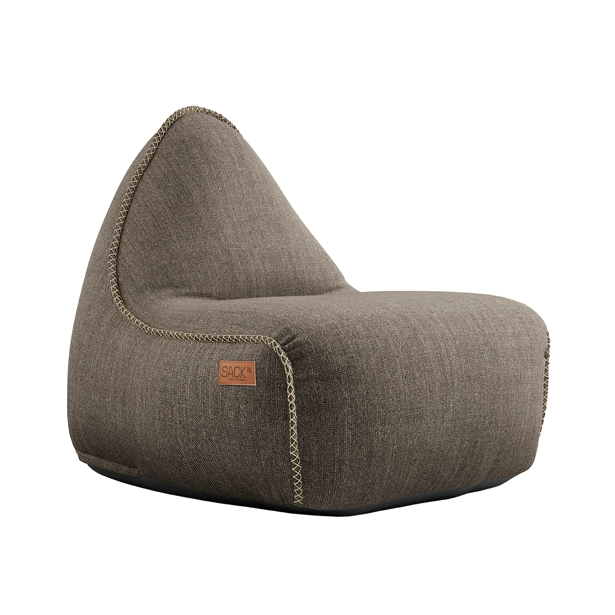 Cobana Lounge Chair i brun sækkestol med ryglæn i slidstærkt, vandafvisende materiale.