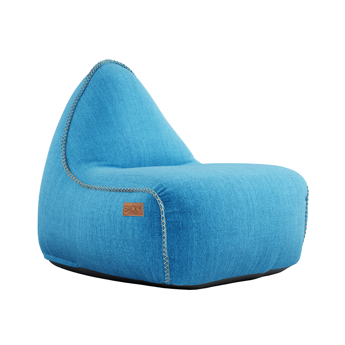 Cobana Lounge Chair i turkis sækkestol med ryglæn i slidstærkt og vandafvisende materiale.