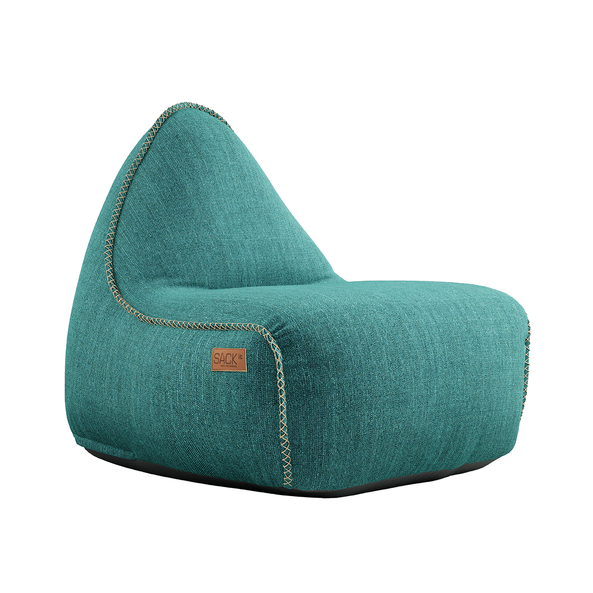 Cobana Lounge Chair i petrol melange, sækkestol med ryglæn i slidstærkt, vandafvisende materiale.