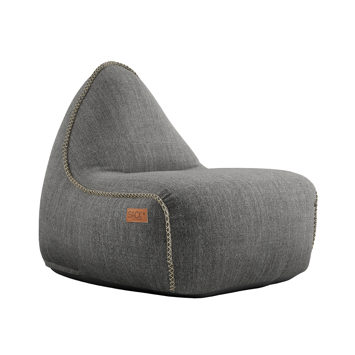 Cobana Lounge Chair i grå sækkestol med ryglæn i slidstærkt, vandafvisende materiale.