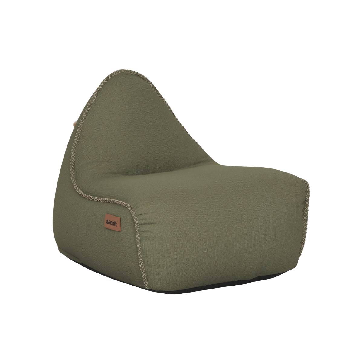 Kirra Olive Cobana Lounge Chair sækkestol med ryglæn i slidstærkt, vandafvisende materiale.
