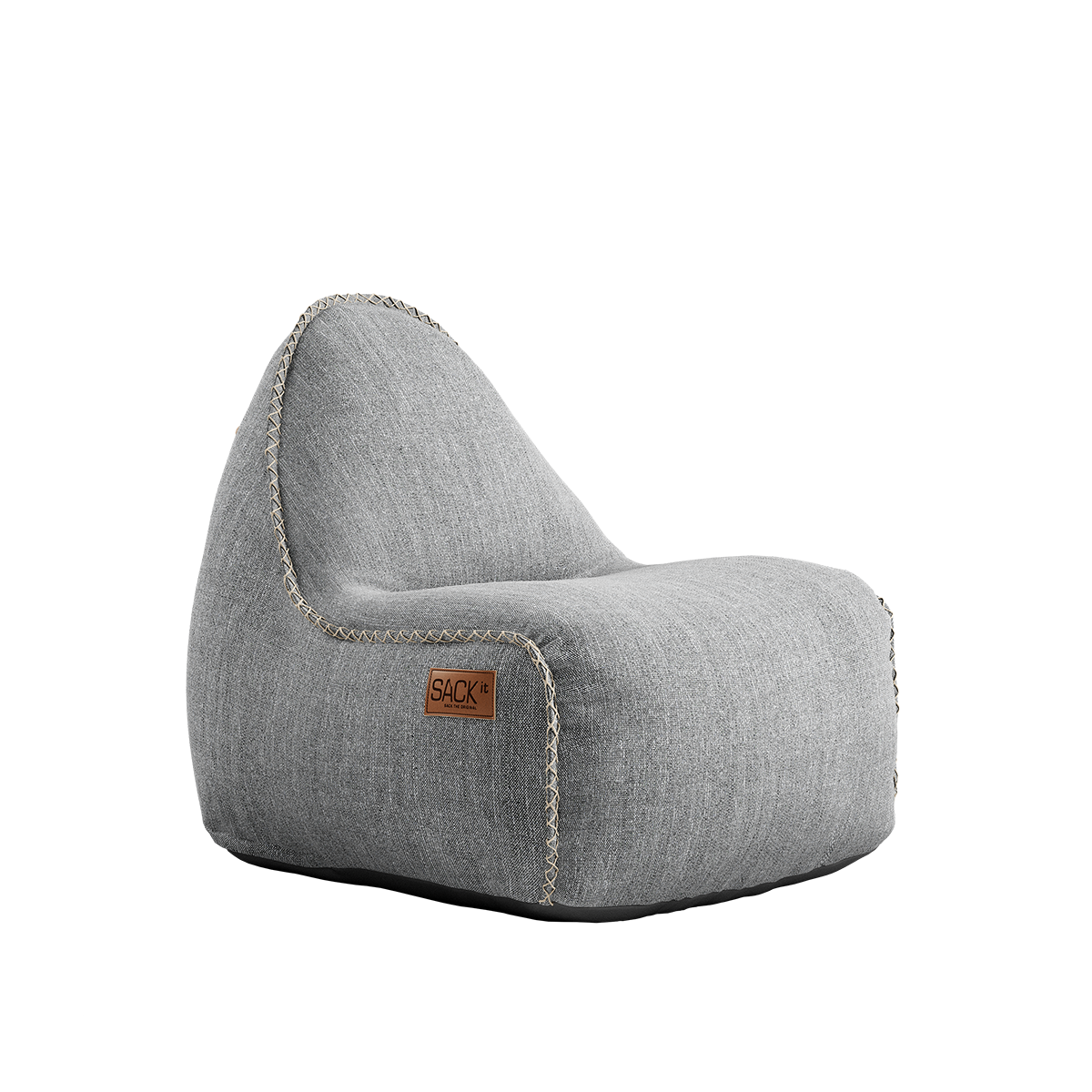 Cobana Junior Lounge Chair i sand melange farve, sækkestol til børn med formstabilt design og håndsyede sting.