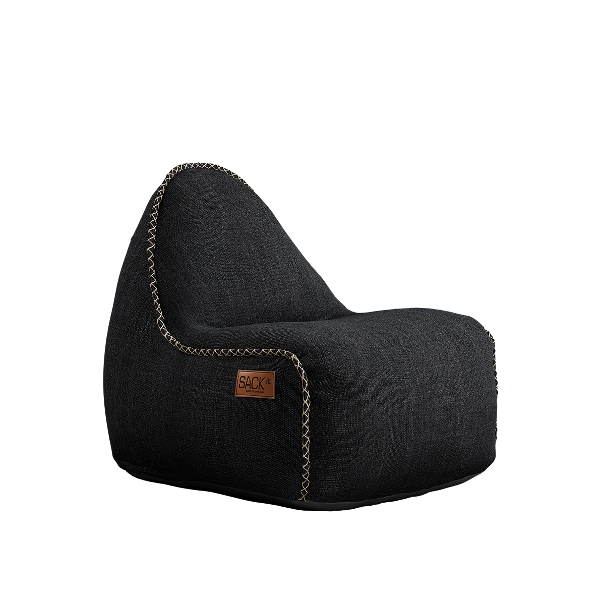 Cobana Junior Lounge Chair i sort, børnesækkestol med formstabilt design og håndsyede sting.