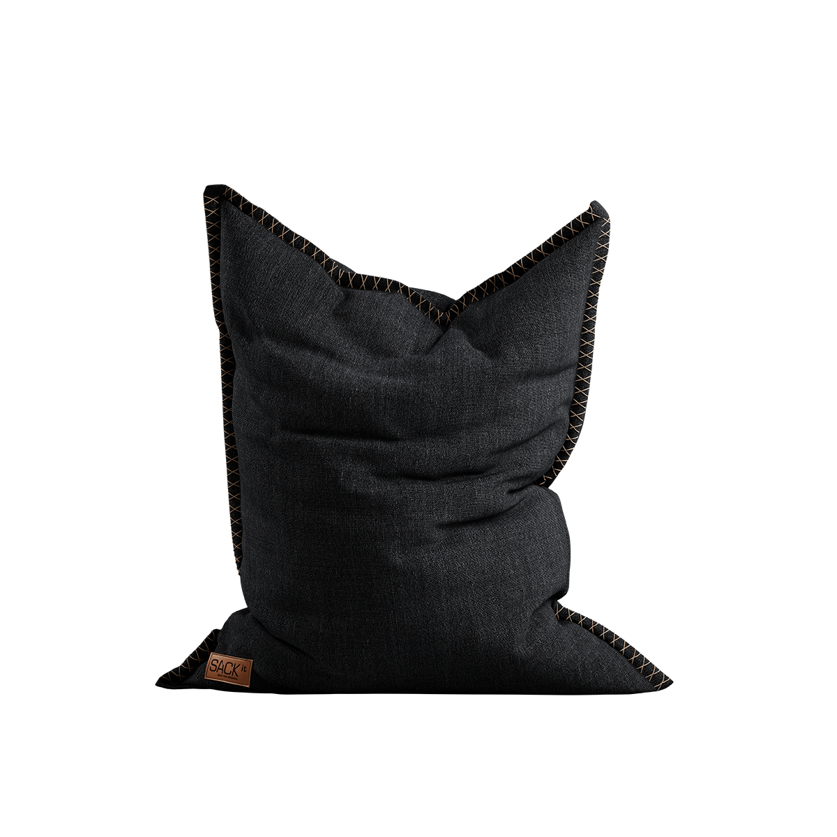Cobana Beanbag sækkestol i sort, rund form med håndsyede sting og slidstærkt materiale.