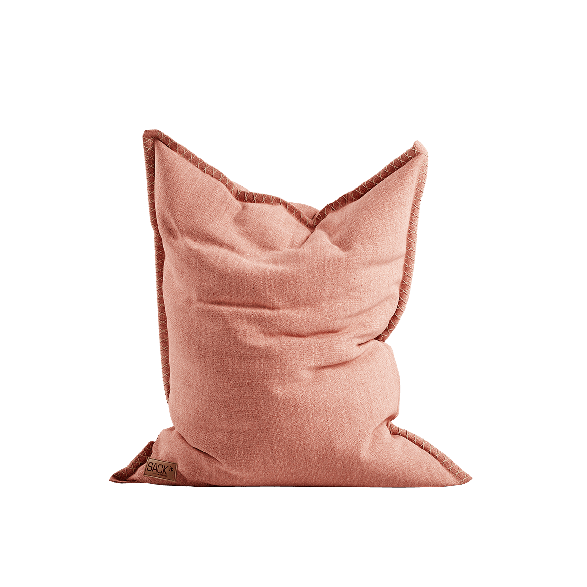 Cobana Beanbag sækkestol i blød rosa farve med håndsyede sting og vandafvisende tekstil.