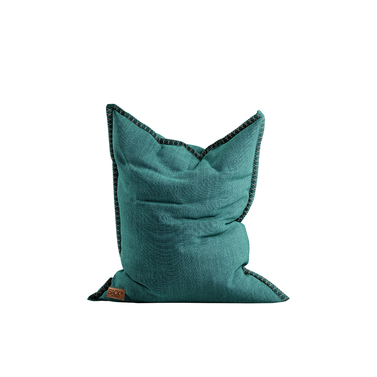 Cobana Junior Beanbag sækkestol i petrol melange farve med rund form og blødt stof.