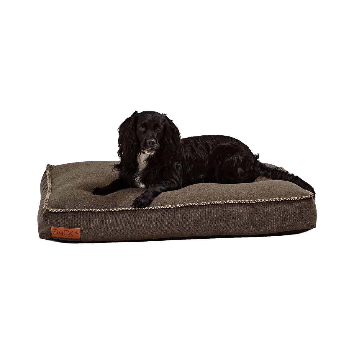 Large Cobana Dog Bed in brown with slip-resistant bottom and durable fabric for pets.