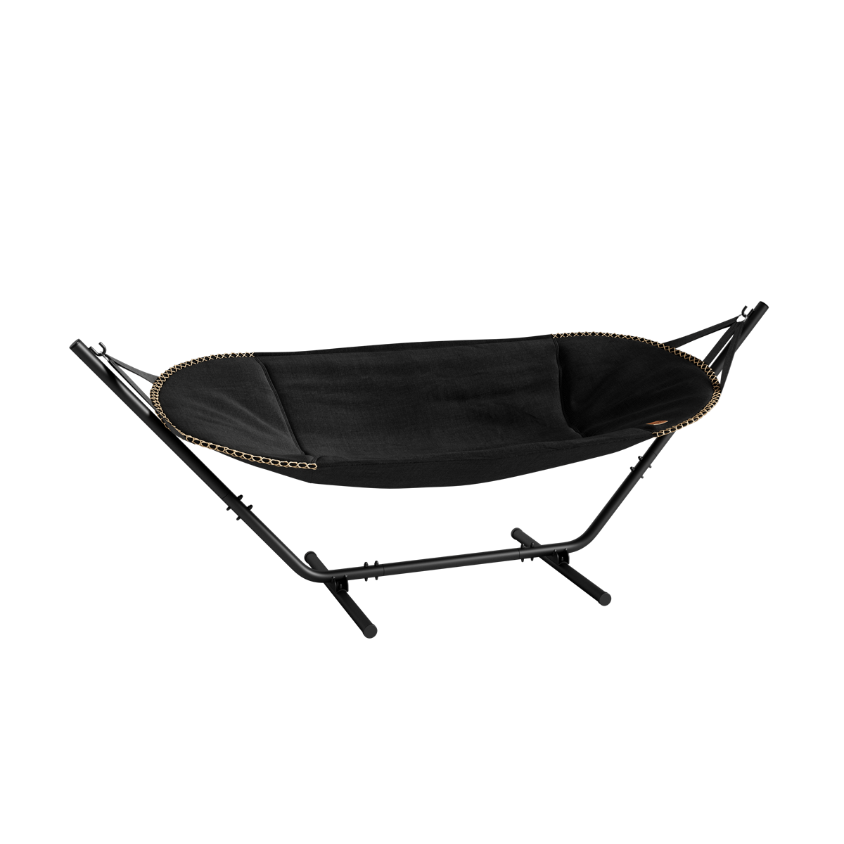 Cobana Hammock hængekøje i sort olefin med sort pulverlakeret aluminiumsstel.