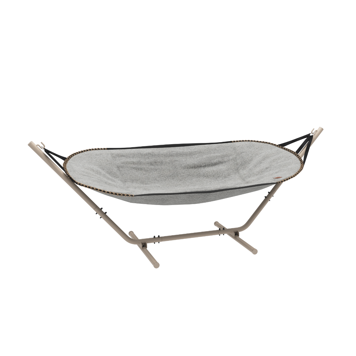 Cobana Hammock hængekøje i Cobana Sand Melange med taupe pulverlakeret aluminiumsstel.