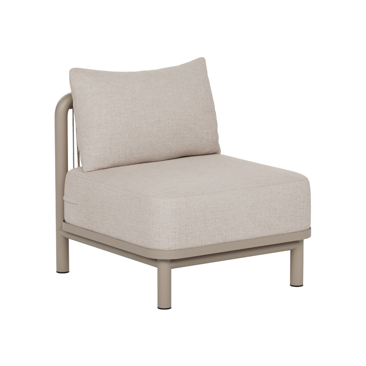 Beige loungemodul til udendørs brug fra sackit med blødt ryglæn og polstret sæde i et moderne dansk design til terrassen eller altanen