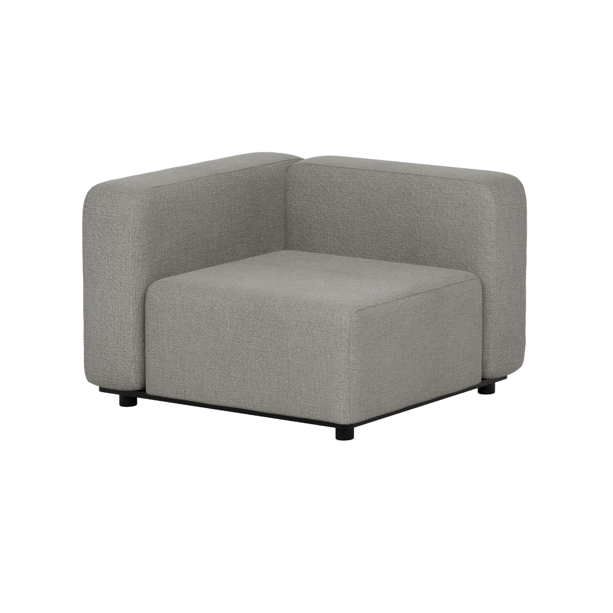 Gråt hjørnemodul til udendørs brug fra sackit med bløde former og skandinavisk design til terrasse og have