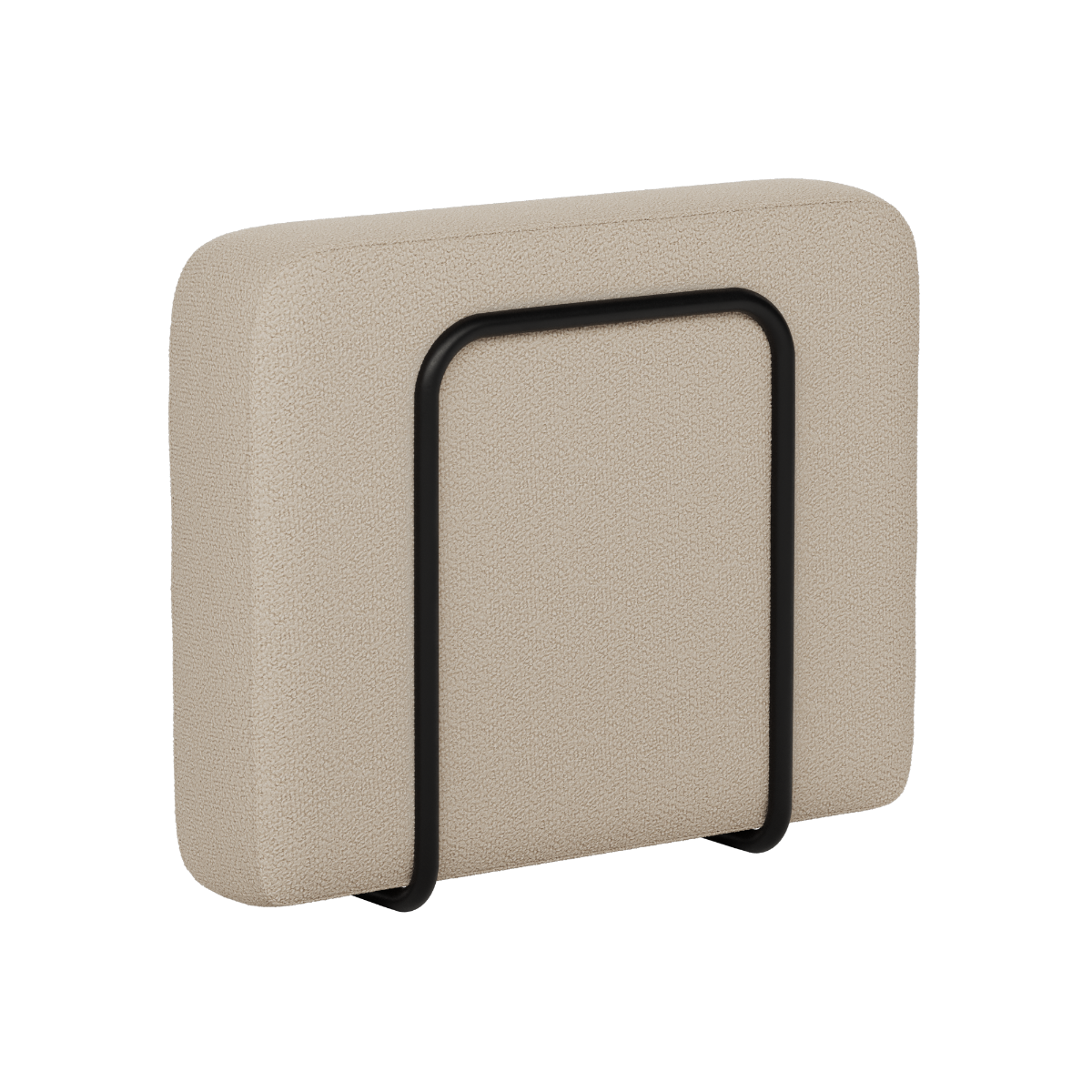 Beige armlæn til udendørs loungesofa med sort metalbeslag fra sackit for et stilrent skandinavisk udtryk
