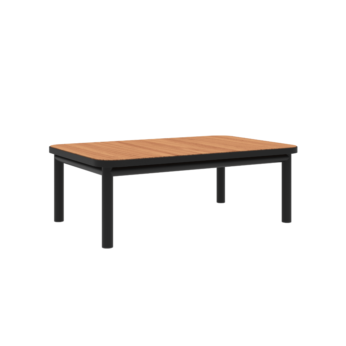 Udendørs Kirra Coffee Table i sort pulverlakeret aluminium med teaktræsbordplade uden accessory fit.