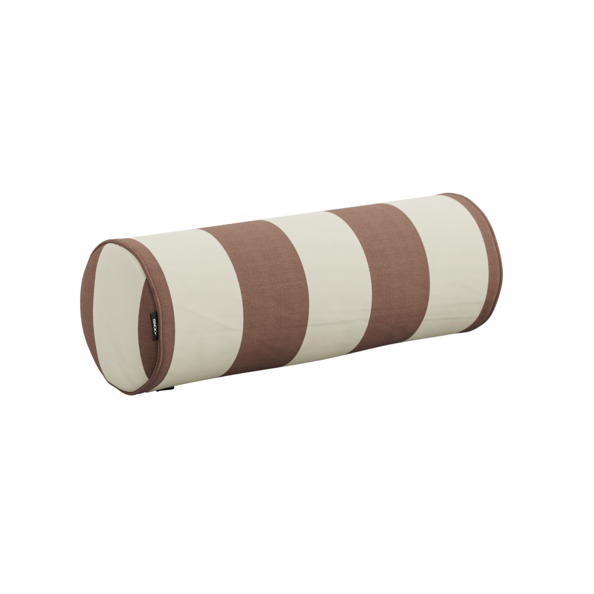Udendørs bolster pude i Renesse Chestnut farve med rund form og blødt tekstil.