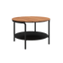 Sort Patio Coffee Table med rund teaktræsbordplade og pulverlakeret aluminiumsstel, Ø70 cm.