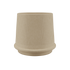 Sandfarvet Gaia 38 keramikkrukke med riflet overflade og drænhul, diameter 43 cm, udendørs brug.