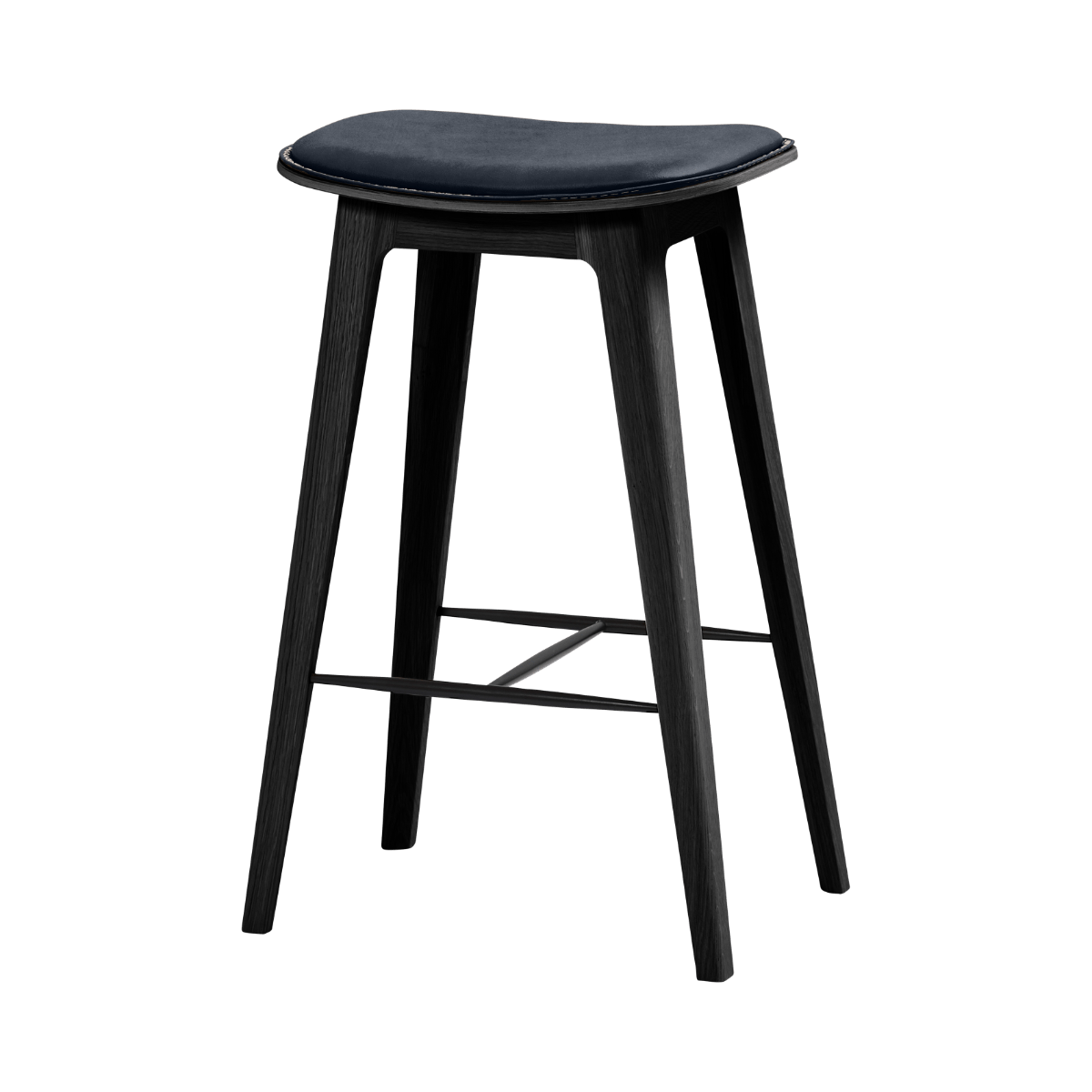 Nordic Bar Stool - Black Stained Oak with stitches | Nordic Bar Stool - Black Stained Oak with stitches - 73 cm Luna Carbon | SACKit