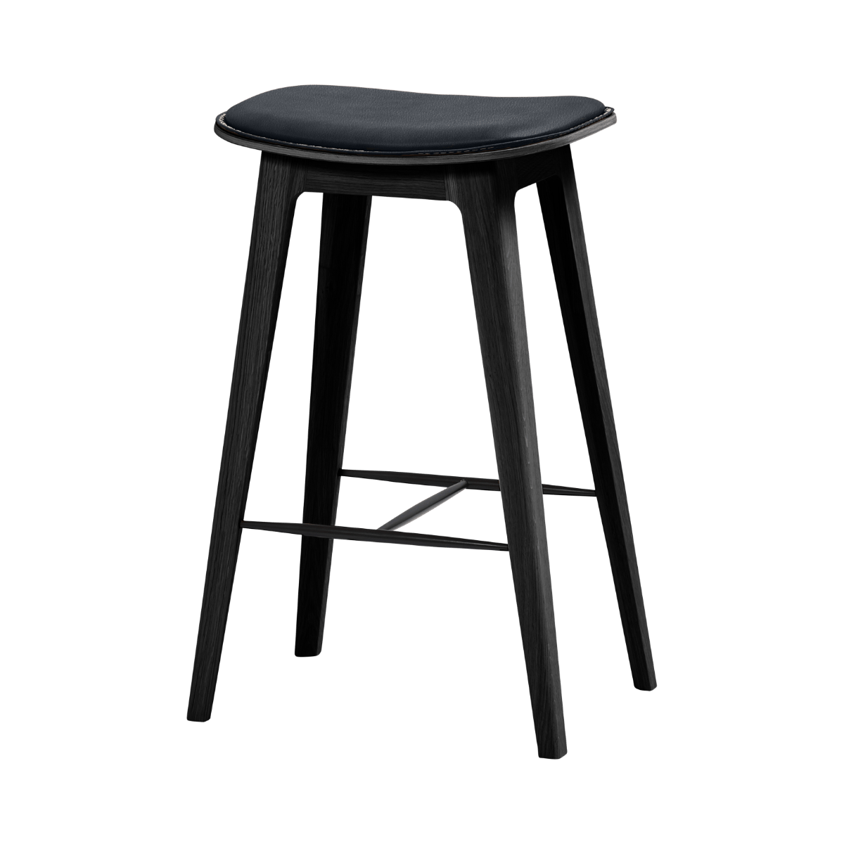 Nordic Bar Stool - Black Stained Oak with stitches | Nordic Bar Stool - Black Stained Oak with stitches - 73 cm Terra Black | SACKit
