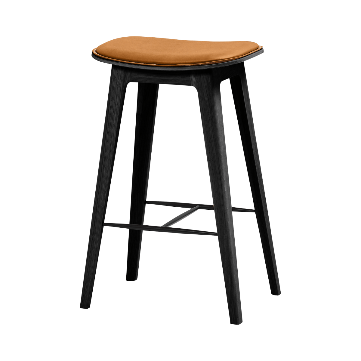 Nordic Bar Stool - Black Stained Oak with stitches | Nordic Bar Stool - Black Stained Oak with stitches - 68 cm Luna Sandstone | SACKit