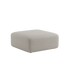 Lys grå polstret pouf fra sackit med bløde afrundede kanter og minimalistisk skandinavisk design til stuen.