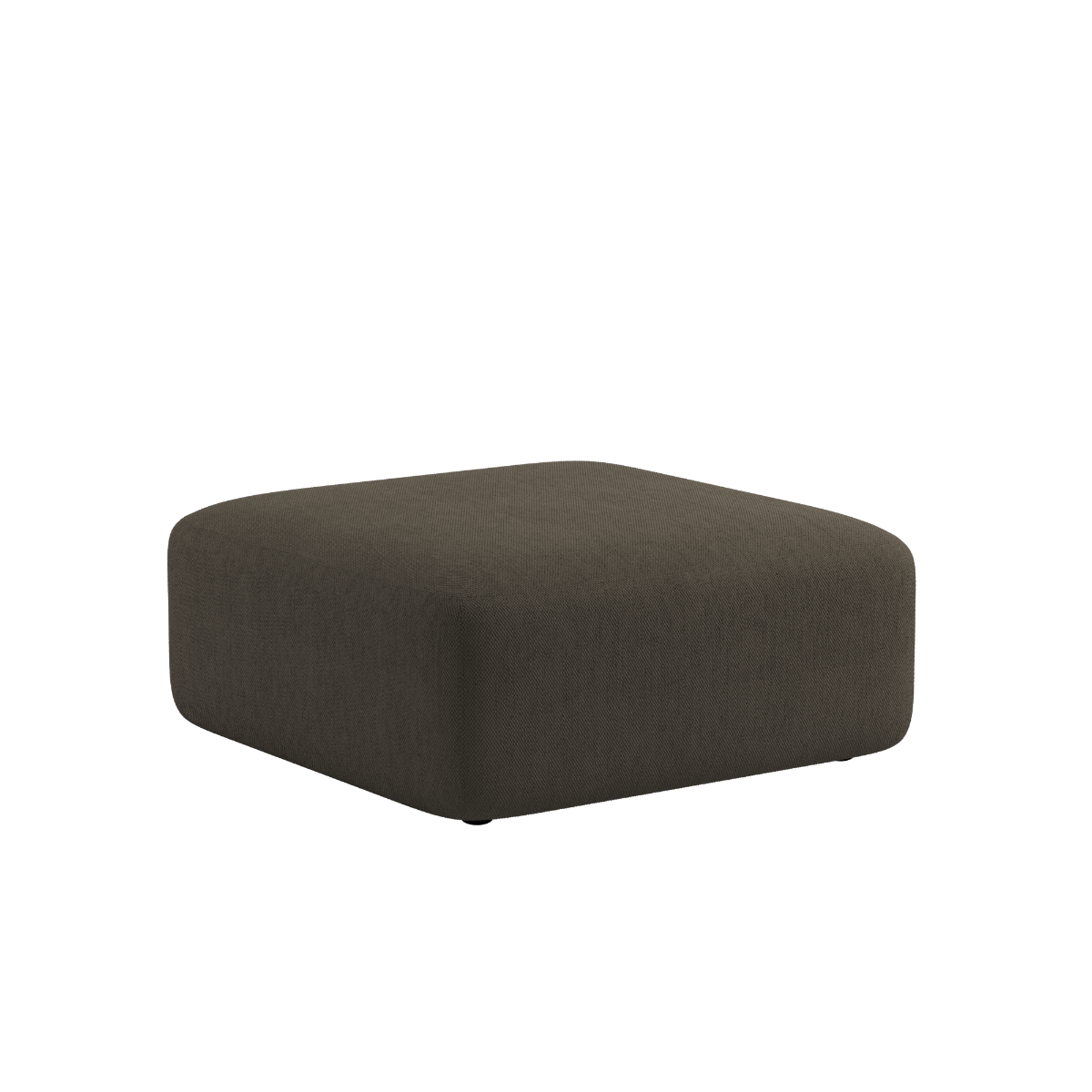 Mørkebrun polstret pouf fra sackit til Fjord Sofa med bløde afrundede hjørner og enkelt skandinavisk design