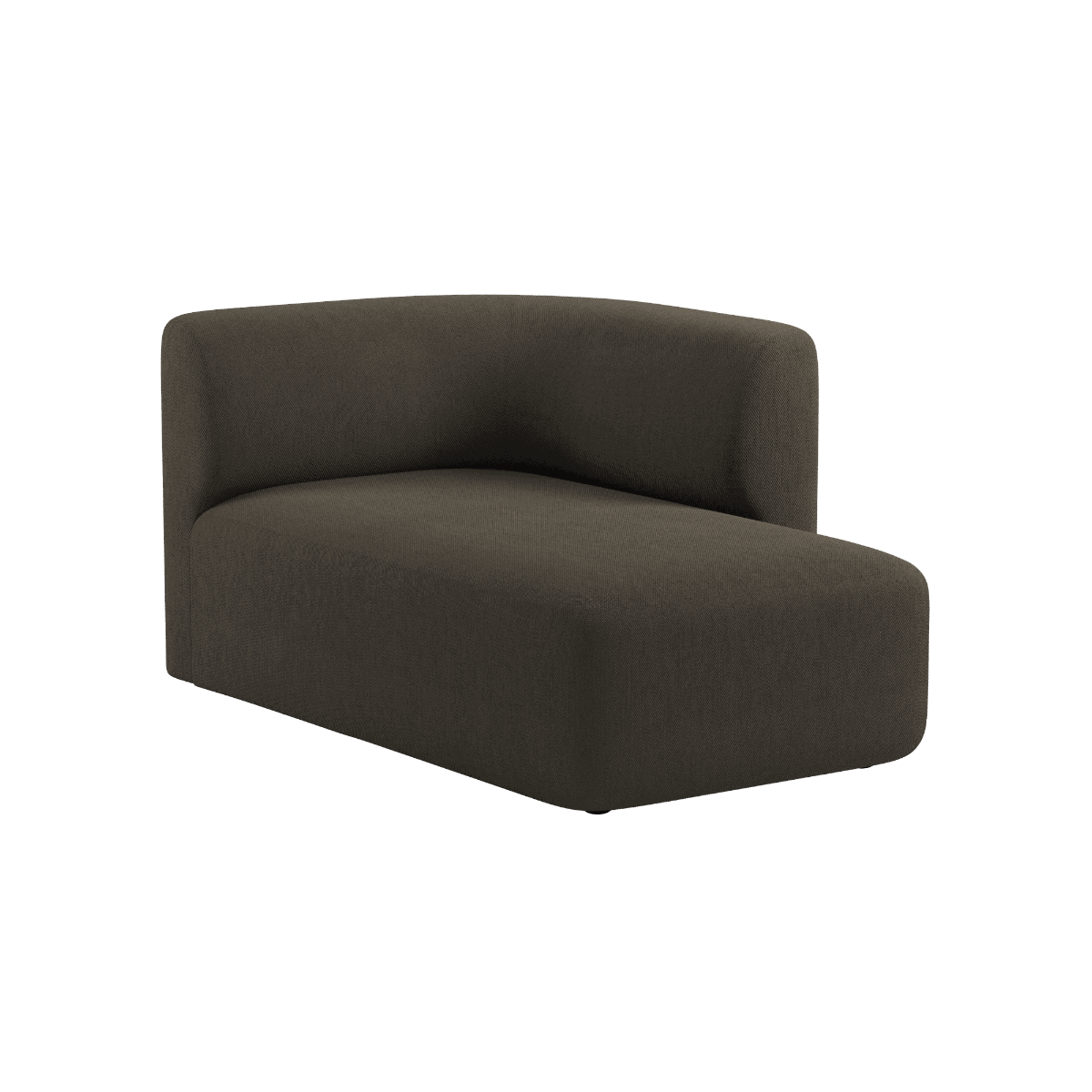 Fjord Sofa med højre chaiselong i brun Sealife tekstil med bløde, afrundede kanter.