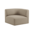 Fjord Sofa hjørnesektion venstre i blødt, beige stof med afrundede kanter og modulært design.