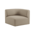 Fjord Sofa hjørnesektion venstre i blødt, beige stof med afrundede kanter og modulært design.
