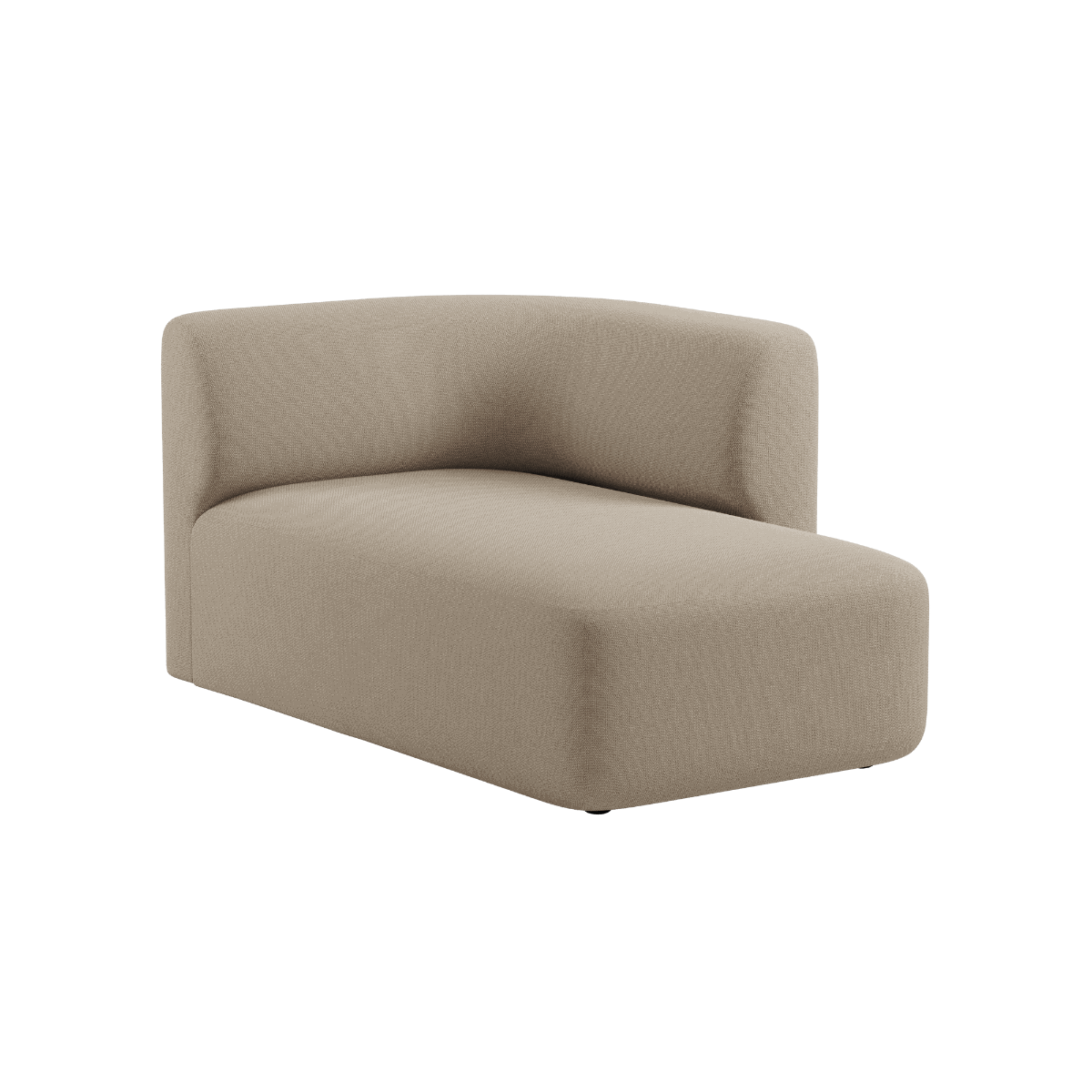 Fjord Sofa med højre chaiselong i blødt Cosmo Beige stof med afrundede kanter og skandinavisk design.