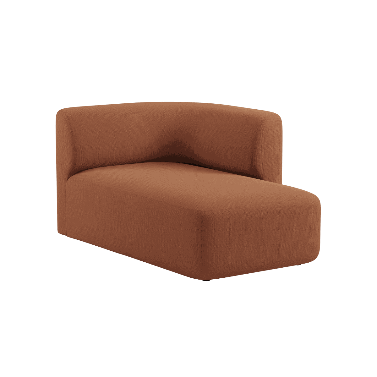 Fjord Sofa med højre chaiselong i blød Cosmo Terracotta tekstil med afrundede kanter og skandinavisk design.