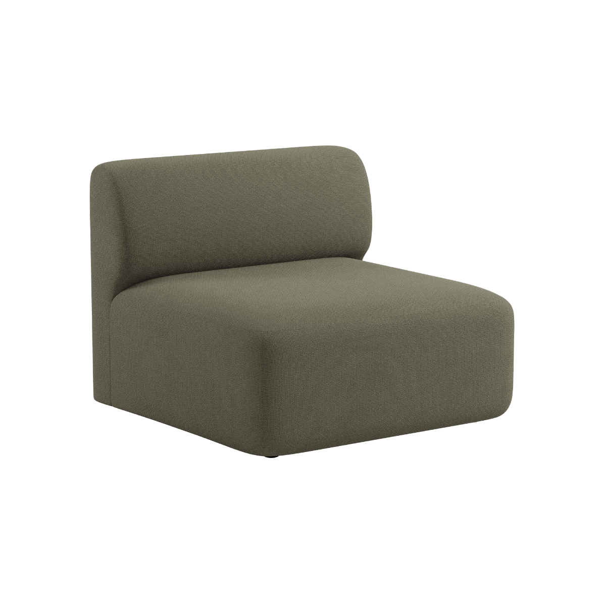 Fjord Sofa sædesektion i blødt Cosmo Olive stof med afrundede kanter og skandinavisk design.