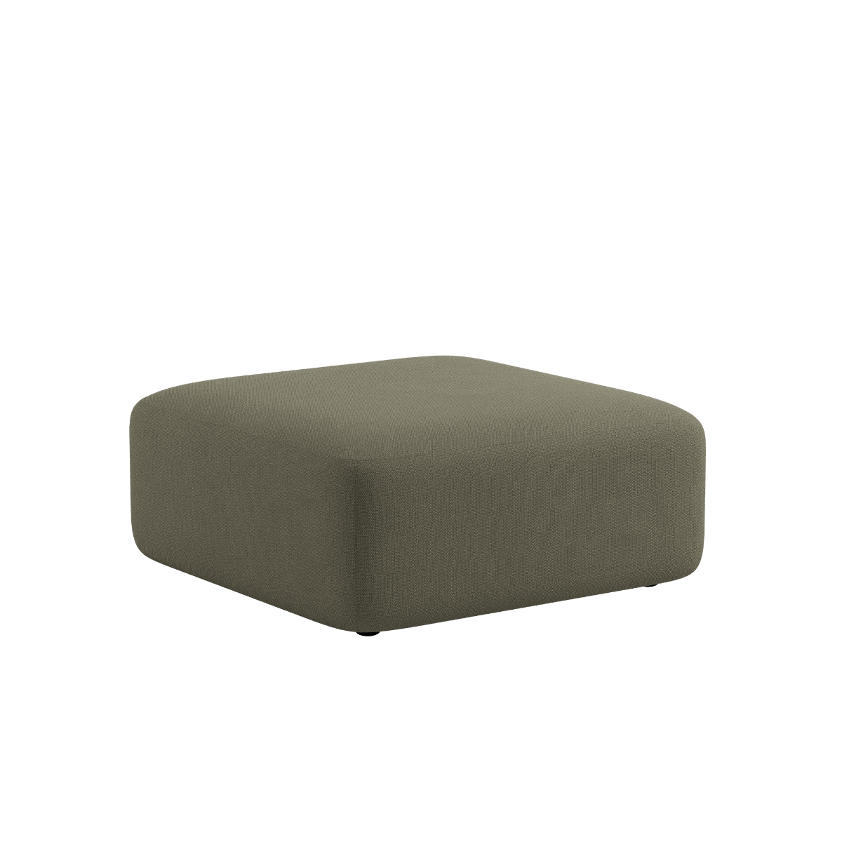 Polstret Fjord pouf i olivengrøn med bløde afrundede kanter og et enkelt skandinavisk design fra sackit til stuenેણ