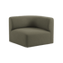 Hjørnesektion til venstre af Fjord Sofa i stof Cosmo Olive med bløde, afrundede kanter.