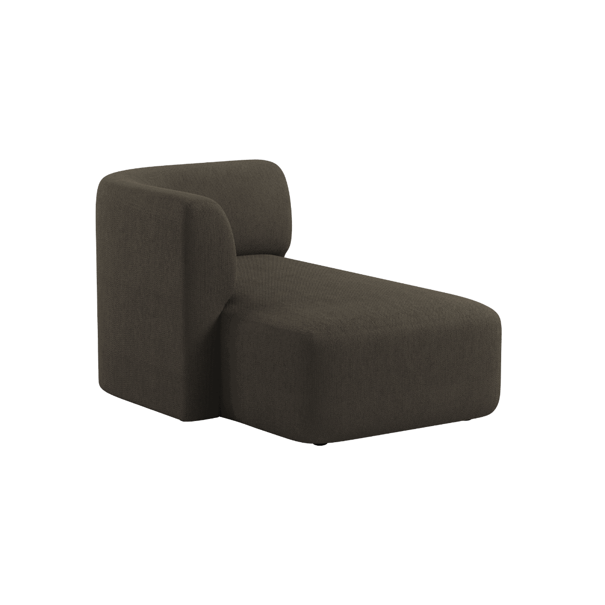Fjord Sofa med venstrevendt chaiselong i brun Sealife tekstil med bløde, afrundede kanter.