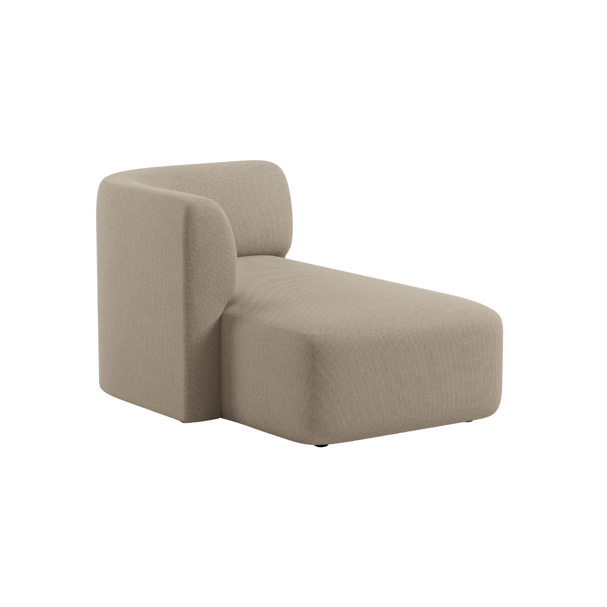 Fjord Sofa med chaiselong til venstre i blød Cosmo Beige tekstil med afrundede kanter og skandinavisk design.
