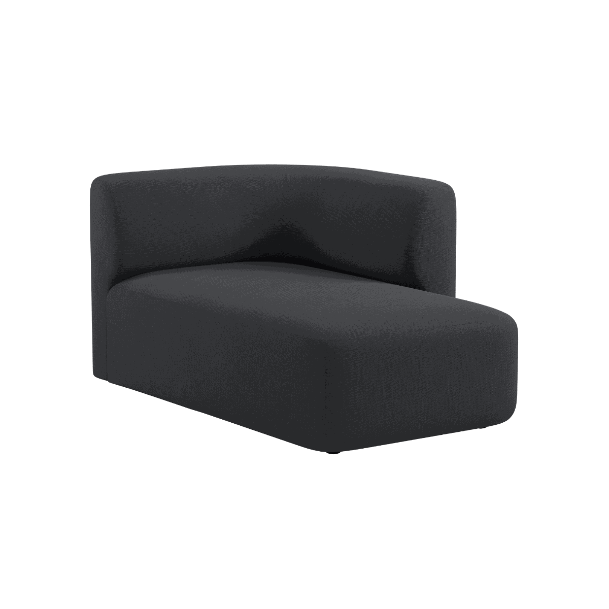 Fjord Sofa med chaiselong til højre i blødt Cosmo Slate stof med afrundede kanter og skandinavisk design.