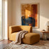 Fjord Sofa med højre chaise i Cosmo Mustard tekstil med bløde linjer og afrundede kanter.