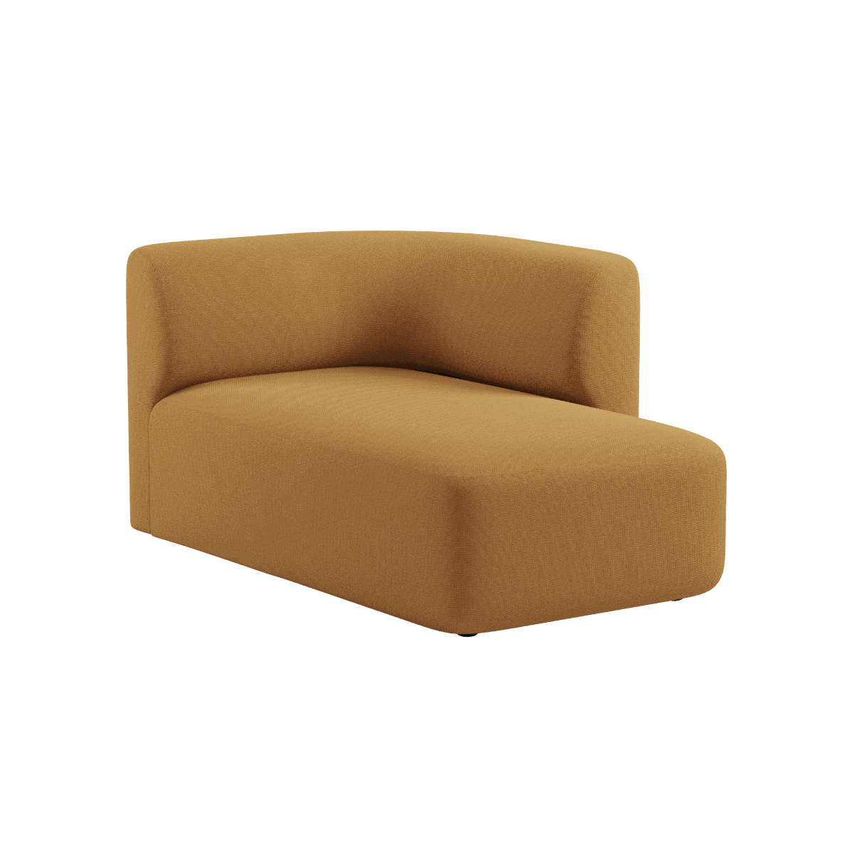 Fjord Sofa med chaiselong til højre i Cosmo Mustard tekstil med bløde, afrundede kanter.